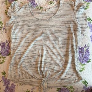 Cap sleeved striped blouse